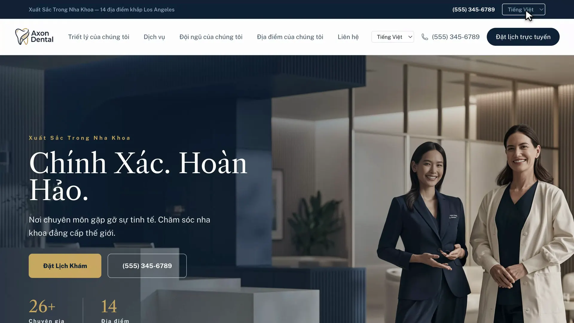 The practice website, in five languages